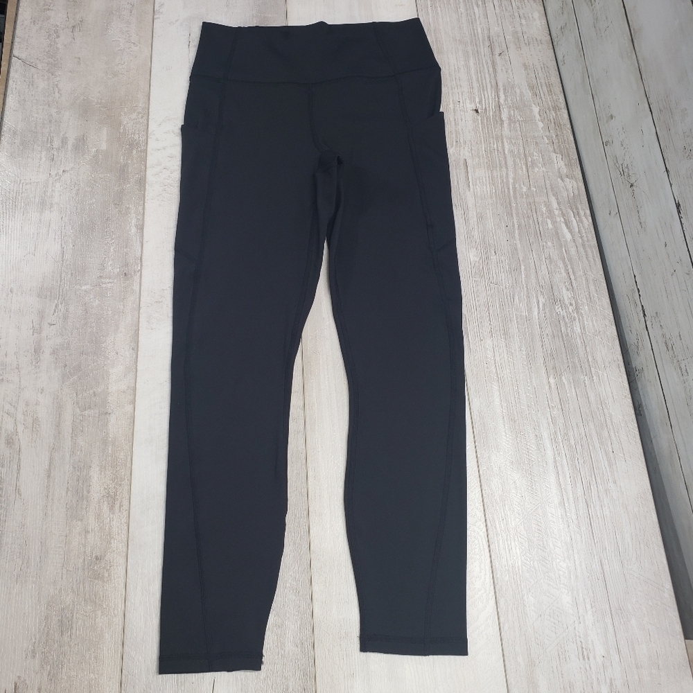 Pure Luxe by Fabletics Leggings Small Black Side Pocket Athleisure Mide Rise